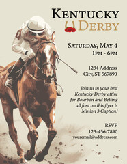 Kentucky Derby Party Event Jockey Invitation Flyer Poster - obrazy, fototapety, plakaty