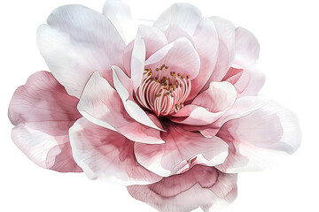 Delicate Pink Magnolia Watercolor, Soft Bloom - Isolated on Transparent White Background PNG

