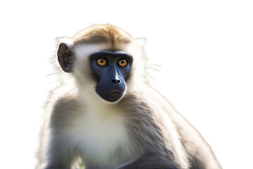 monkey chlorocebus pygerythrus vervet animal ape cercopithecidae creature cut-out isolated on white mammal portrait primate sitting studio shot vertebrate - obrazy, fototapety, plakaty