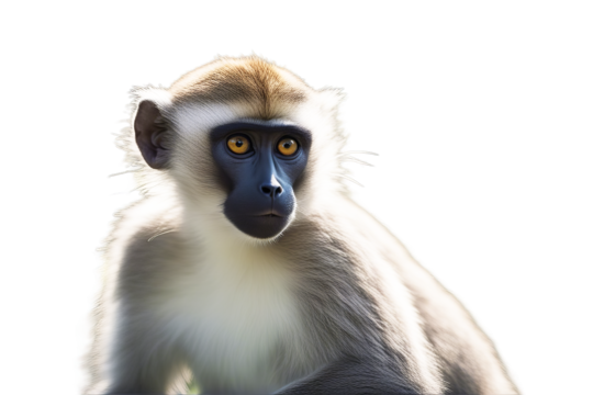 monkey chlorocebus pygerythrus vervet animal ape cercopithecidae creature cut-out isolated on white mammal portrait primate sitting studio shot vertebrate