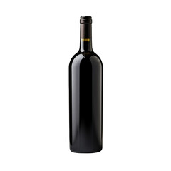 black wine bottle isolated on transparent background