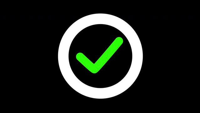 Animated flat voting icon with simple motion at alpha png transparent background. Check mark verified selection, approve and confirm sign in circle
