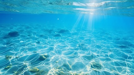 Transparent clear sea water surface texture with ripples and splashes  - obrazy, fototapety, plakaty