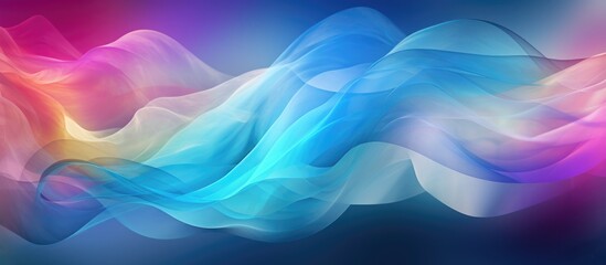 Fototapeta premium A dynamic and colorful wave bursts against a blue background in this vibrant painting. The vivid hues of the wave contrast beautifully with the calm backdrop, creating a sense of movement and energy.