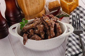 Stew beef slices with gravy