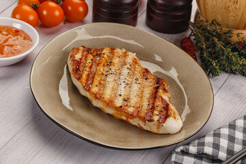 Grilled turkey fillet steak with sauce