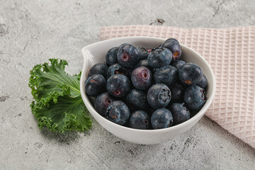 Sweet ripe blueberry on the bowl