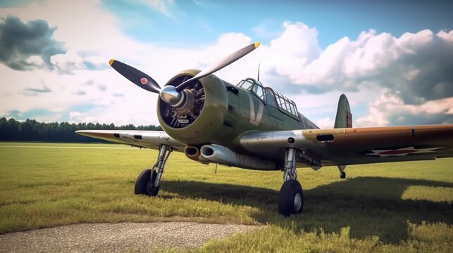 World War II Messerschmidt Bf-109 fighter plane, AI generated