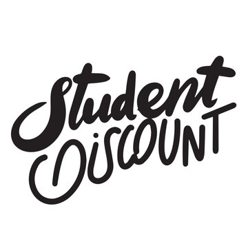 Student Discount text isolated on transparent background in black color. Hand drawn vector art