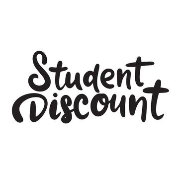 Student Discount text isolated on transparent background in black color. Hand drawn vector art