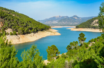 Tranco reservoir in Cazorla y Las villas nature reserve, Spain - obrazy, fototapety, plakaty