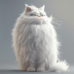 Fototapeta premium A majestic presence enhanced by the fluffy fur 3d cartoon flat design