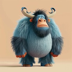 A loyal and affectionate giant with fluffy fur 3d cartoon flat design - obrazy, fototapety, plakaty