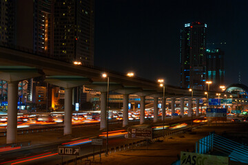 Fototapeta na wymiar Nightlife in Dubai Marina. UAE. November 14, 2012