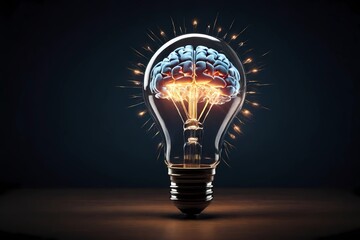 Illuminate your mind with cognitive insight! This captivating image portrays a glowing brain within a light bulb, symbolizing innovative thinking and creative breakthroughs.