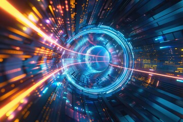 Obraz premium Hi tech time loop motion background.