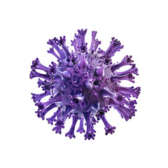Naklejka premium A highly detailed 3D rendering of a purple virus cell isolated on a white background, highlighting its complex structure