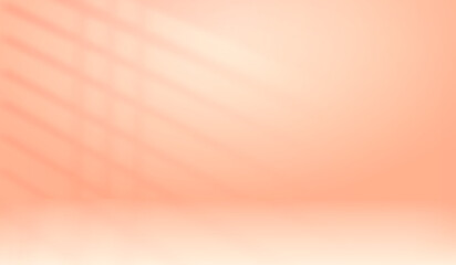 Pink color studio background. Abstract beige empty room with soft light for product. Simple peach backdrop. Line horizon. Gradient honey background. Texture blank wall and floor. Vector illustration