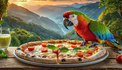 cat eating pizza, parrot eating pizza, animals eating pizza, hawaiian pizza, sicilian pizza,...