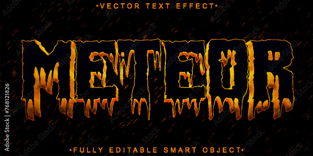 Poster meteor black and orange vector fully editable smart object text effect