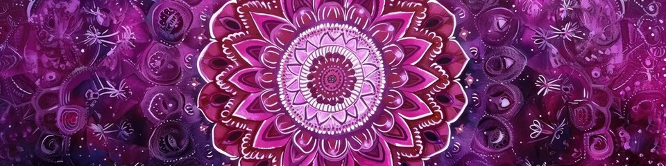Obraz premium a captivating mandala on a plum purple surface, showcasing the intricate patterns and rich colors with unparalleled sharpness.