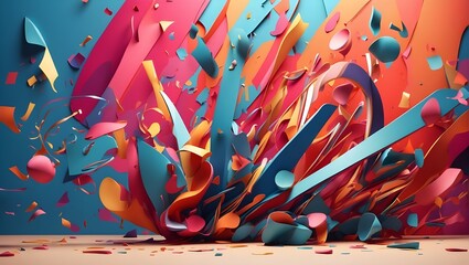 An overlapping geometric background that is abstract and chaotic. digital illustration of art. AI that is generative