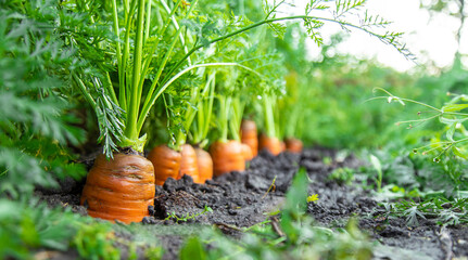 Carrot harvest in the garden. Selective focus.