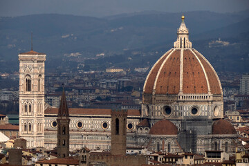 Fototapeta na wymiar florence dome brunelleschi view from san miniato church