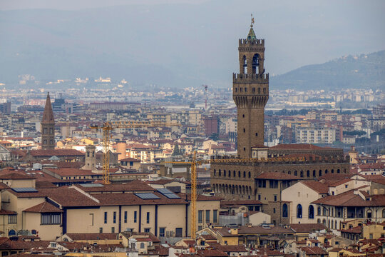 florence old palace palazzo vecchio signotia place view from san miniato church