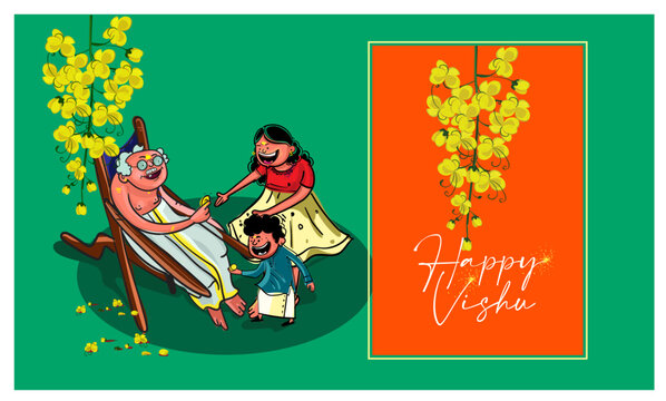 Happy vishu Festival of Kerala ILLUSTRATION VECTOR