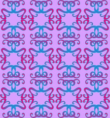 Abstract blue pattern on pink background