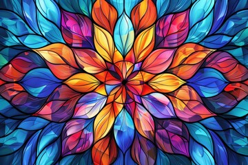 Colorful Flower Painting on Blue Background