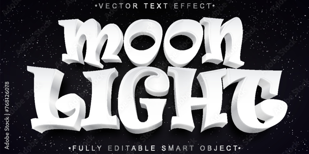 Poster cartoon moonlight vector fully editable smart object text effect
