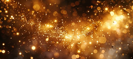 Elegant 3d abstract business background with glowing gold and sparkling black particles