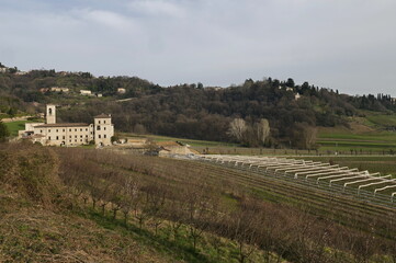 Aerial view of Parco dei colli in Bergamo, Lombardy, Italy.