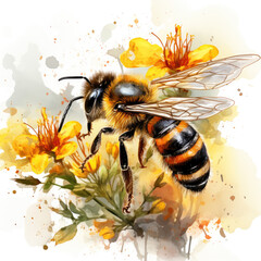 watercolor Honey Bee Sublimation clipart, Generative Ai