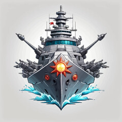 War Ship Cartoon Logo Design Very Cool