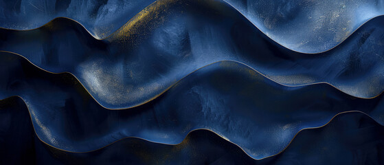 Abstract waves background illustration - Dark blue volume texture, banner, web design backdrop wallpaper. - obrazy, fototapety, plakaty