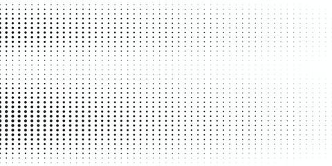 Basic halftone dots effect in black and white color. Halftone effect. Dot halftone. Black white halftone.Background with monochrome dotted texture. Polka dot pattern template. - obrazy, fototapety, plakaty