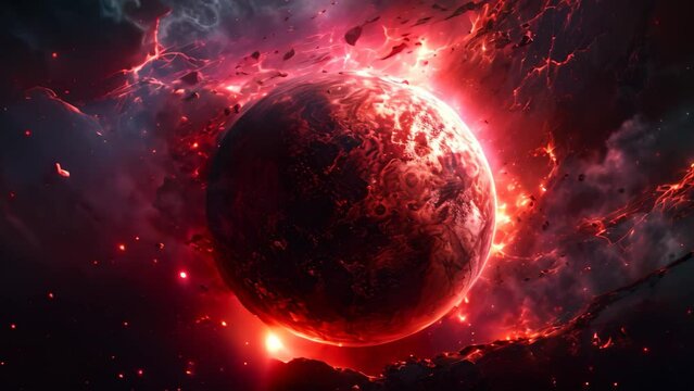 planet in space. Elements of this image furnished by NASA. 3D rendering, A burning planet in the galaxy, AI Generated
