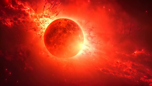 Fiery planet in space. Elements of this image furnished by NASA, A burning planet in the galaxy, AI Generated