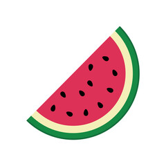 Colored slice of watermelon isolated on a white background. Vector illustration