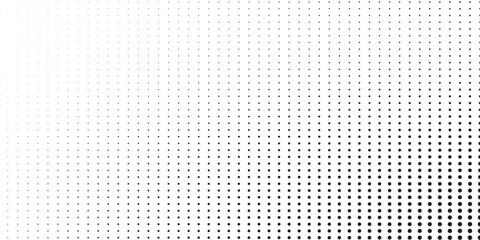 Basic halftone dots effect in black and white color. Halftone effect. Dot halftone. Black white halftone.Background with monochrome dotted texture. Polka dot pattern template. Background with black - obrazy, fototapety, plakaty