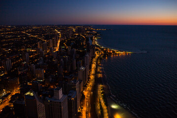 Chicago from above - amazing aerial view in the evening