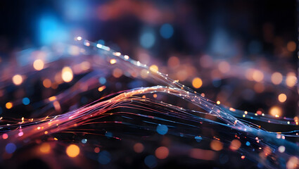 abstract background made of Blurred fiber optics strings - obrazy, fototapety, plakaty