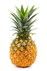 Closeup of Ripe Pineapple. Food Photography of Isolated Pineapple on White Background. Rich in Vitamins and Minerals