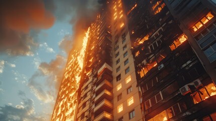 Ensuring Fire Safety in High Rise Residential Buildings: Replacing Cladding Materials with Fire Resistant Ones for Flats and Homes - obrazy, fototapety, plakaty