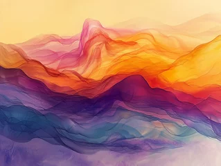 Foto op Plexiglas Abstract digital art, fluid colors merging in a dreamlike landscape , minimalist © NatthyDesign