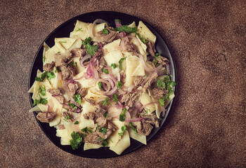 Beshbarmak, Kazakh meat, boiled meat with noodles,