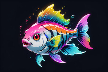 Neon Reef Fish Illustration.
Colorful neon fish bringing a splash of vibrancy, perfect for aquatic themes and playful designs.